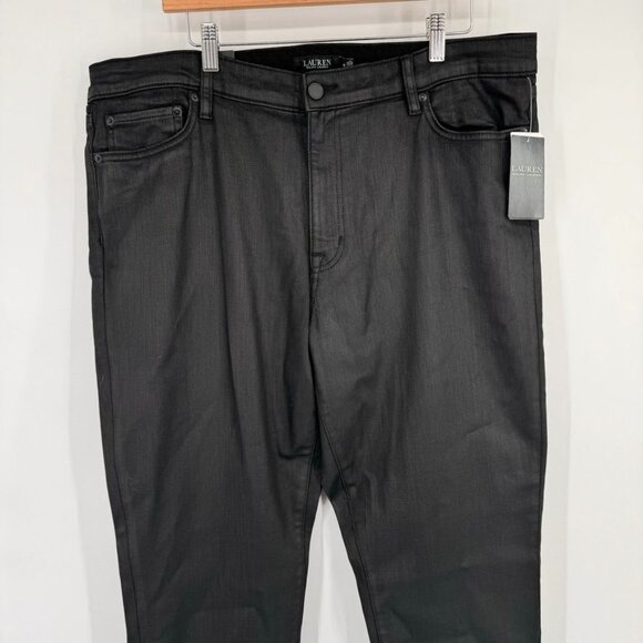 Ralph Lauren Womens Curvy Skinny Jeans Size 18 coated denim Black new $125 - Picture 9 of 15